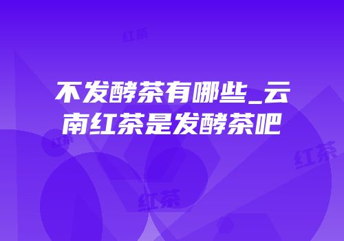 不发酵茶有哪些_云南红茶是发酵茶吧