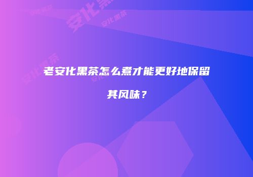 老安化黑茶怎么煮才能更好地保留其风味？