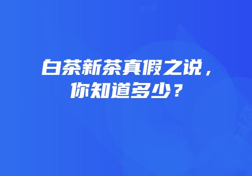 白茶新茶真假之说，你知道多少？