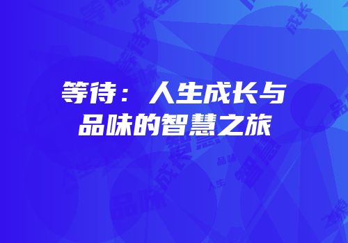 等待：人生成长与品味的智慧之旅