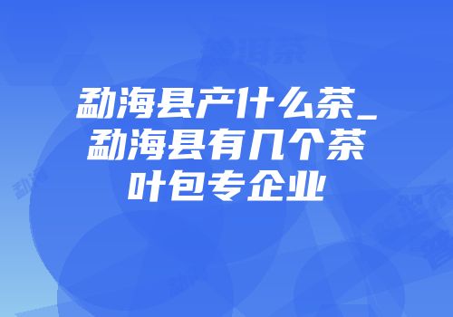 勐海县产什么茶_勐海县有几个茶叶包专企业