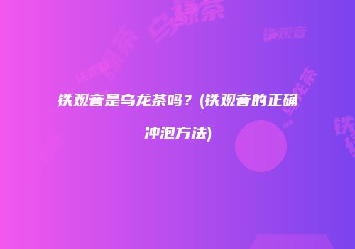 铁观音是乌龙茶吗？(铁观音的正确冲泡方法)