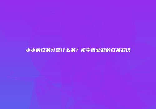 小小的红茶叶是什么茶？初学者必知的红茶知识
