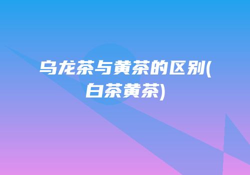 乌龙茶与黄茶的区别(白茶黄茶)