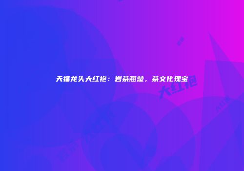 天福龙头大红袍：岩茶翘楚，茶文化瑰宝