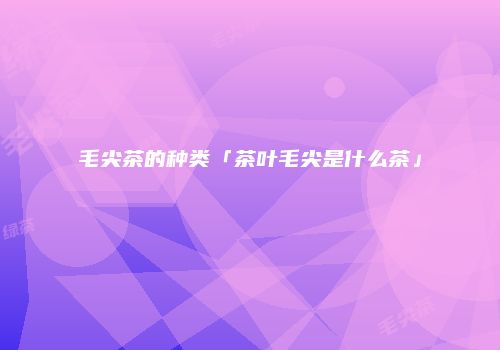 毛尖茶的种类「茶叶毛尖是什么茶」