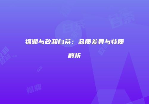 福鼎与政和白茶：品质差异与特质解析