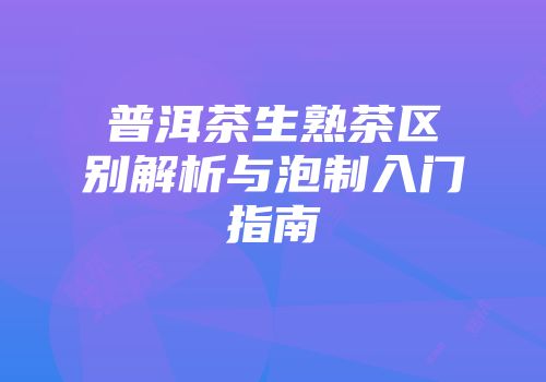 普洱茶生熟茶区别解析与泡制入门指南