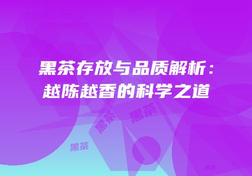 黑茶存放与品质解析：越陈越香的科学之道