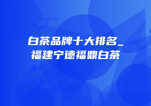 白茶品牌十大排名_福建宁德福鼎白茶