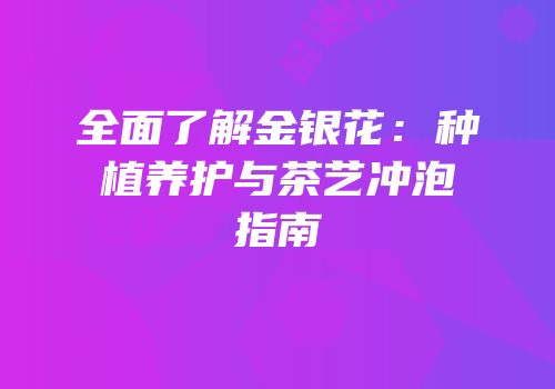 全面了解金银花：种植养护与茶艺冲泡指南