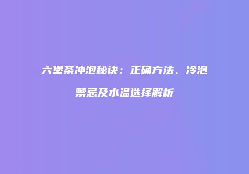 六堡茶冲泡秘诀：正确方法、冷泡禁忌及水温选择解析