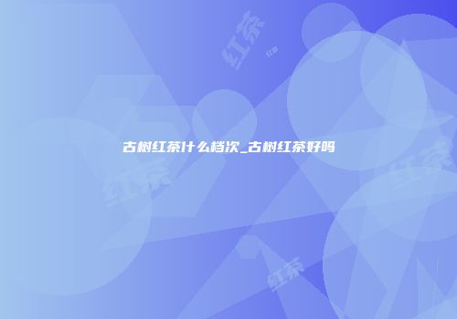 古树红茶什么档次_古树红茶好吗