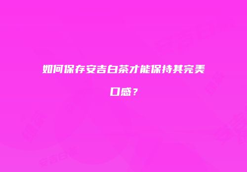 如何保存安吉白茶才能保持其完美口感？