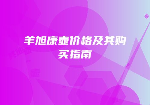 羊旭康壶价格及其购买指南