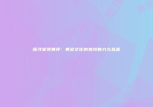 探寻蒙顶黄芽：黄茶文化的独特魅力与品鉴