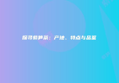 探寻紫笋茶：产地、特点与品鉴