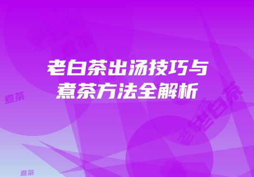 老白茶出汤技巧与煮茶方法全解析