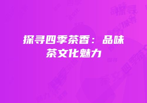 探寻四季茶香：品味茶文化魅力