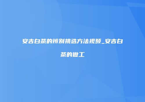 安吉白茶的辨别挑选方法视频_安吉白茶的做工