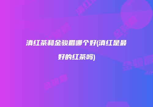 滇红茶和金骏眉哪个好(滇红是最好的红茶吗)