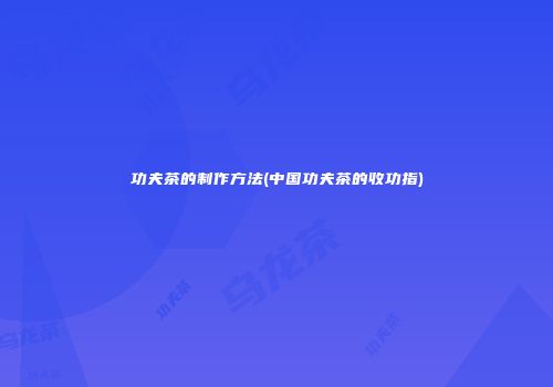 功夫茶的制作方法(中国功夫茶的收功指)