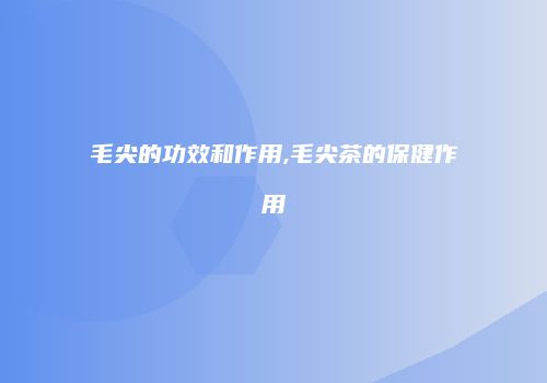 毛尖的功效和作用,毛尖茶的保健作用