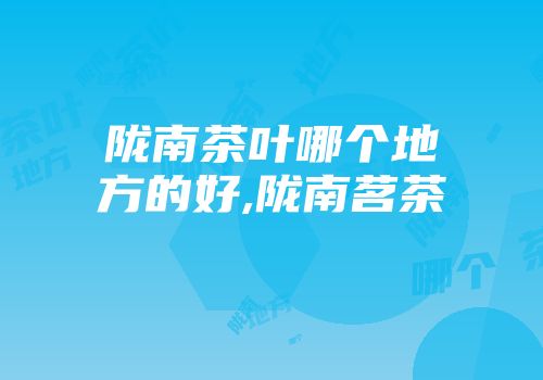 陇南茶叶哪个地方的好,陇南茗茶