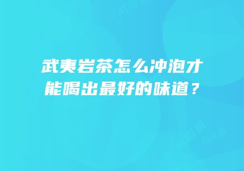 武夷岩茶怎么冲泡才能喝出最好的味道？