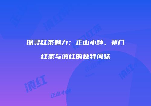探寻红茶魅力：正山小种、祁门红茶与滇红的独特风味