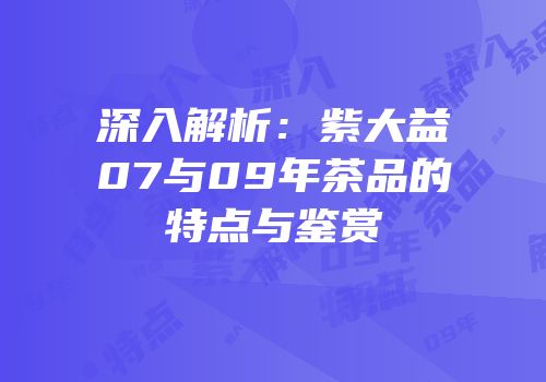 深入解析：紫大益07与09年茶品的特点与鉴赏
