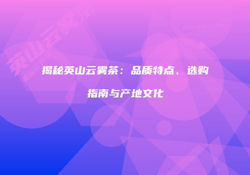 揭秘英山云雾茶：品质特点、选购指南与产地文化
