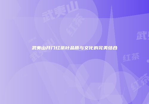武夷山开门红茶叶品质与文化的完美结合