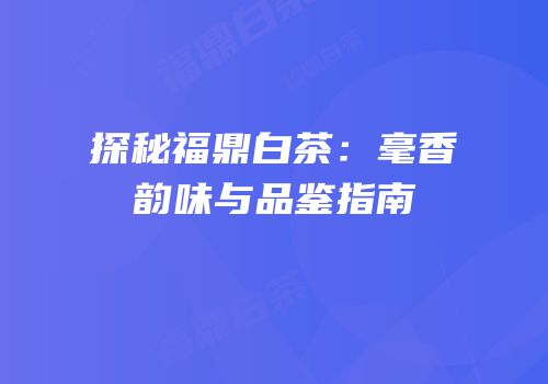 探秘福鼎白茶：毫香韵味与品鉴指南