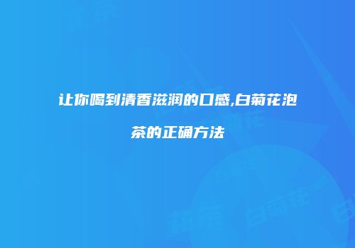 让你喝到清香滋润的口感,白菊花泡茶的正确方法