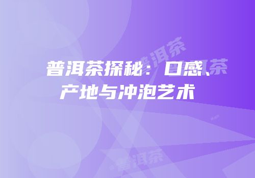 普洱茶探秘：口感、产地与冲泡艺术