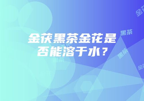 金茯黑茶金花是否能溶于水？