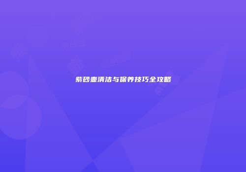 紫砂壶清洁与保养技巧全攻略