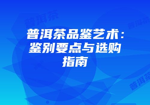 普洱茶品鉴艺术：鉴别要点与选购指南