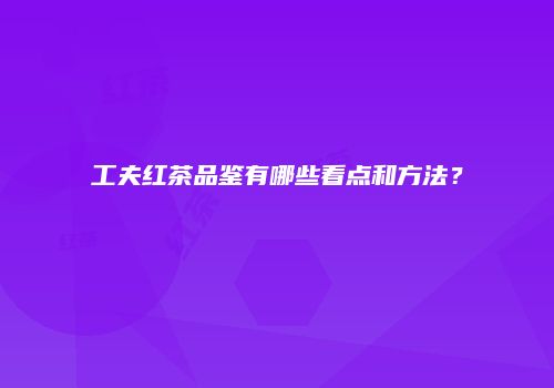 工夫红茶品鉴有哪些看点和方法？
