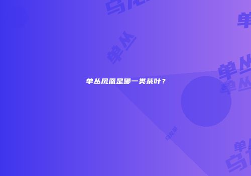 单丛凤凰是哪一类茶叶？