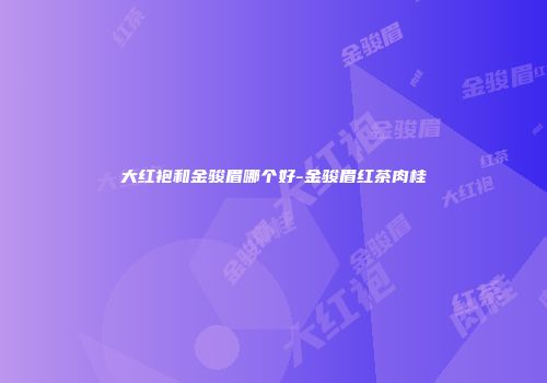 大红袍和金骏眉哪个好-金骏眉红茶肉桂