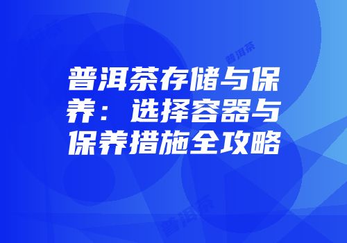 普洱茶存储与保养：选择容器与保养措施全攻略