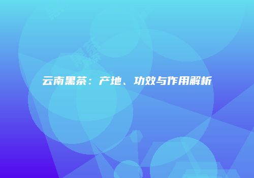 云南黑茶：产地、功效与作用解析