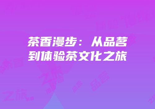 茶香漫步：从品茗到体验茶文化之旅