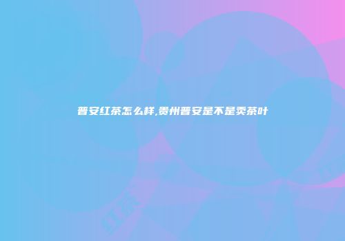 普安红茶怎么样,贵州普安是不是卖茶叶