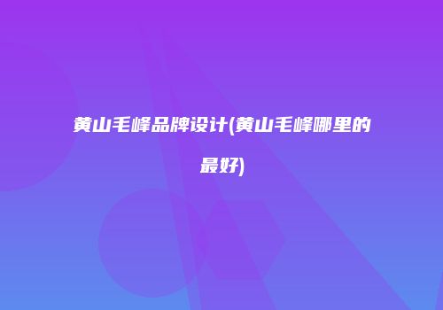 黄山毛峰品牌设计(黄山毛峰哪里的最好)
