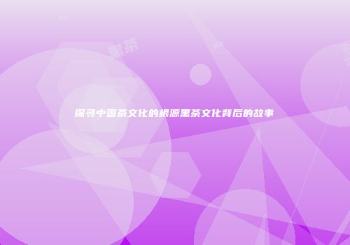 探寻中国茶文化的根源黑茶文化背后的故事