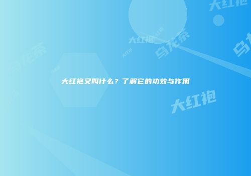 大红袍又叫什么？了解它的功效与作用