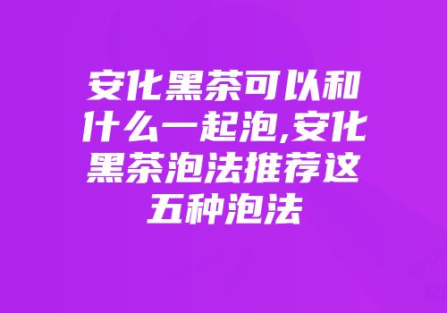 安化黑茶可以和什么一起泡,安化黑茶泡法推荐这五种泡法